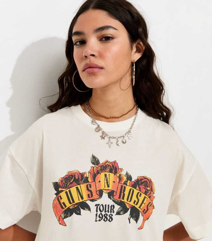 White Guns N Roses Oversized T-Shirt
