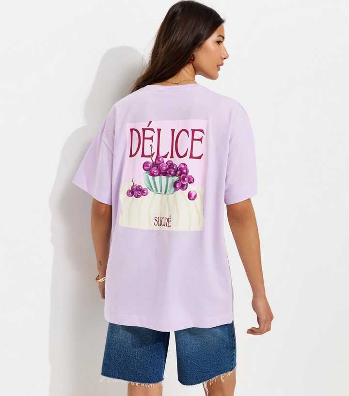 Lilac Cotton Délice Print Oversized T-Shirt