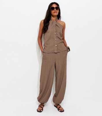 Mink Crinkle Texture Cuffed Trousers