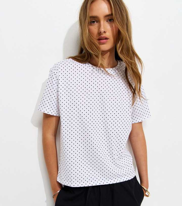 White Spot Print Easy T-Shirt