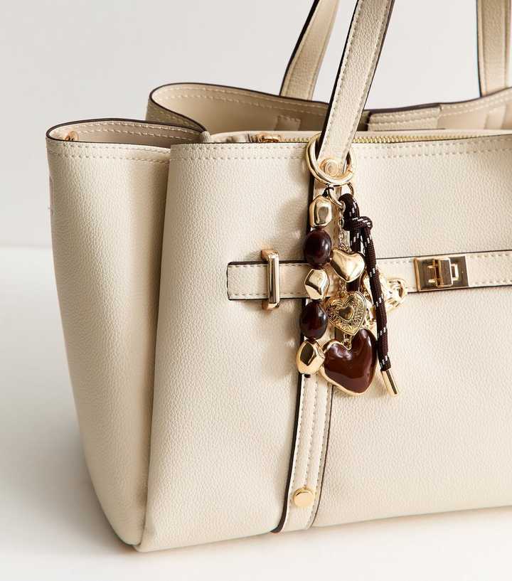 Gold-Tone Brown Enamel Bag Charm
