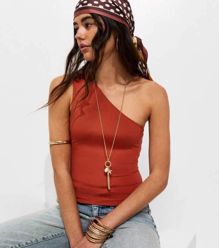 Dark Red One Shoulder Top