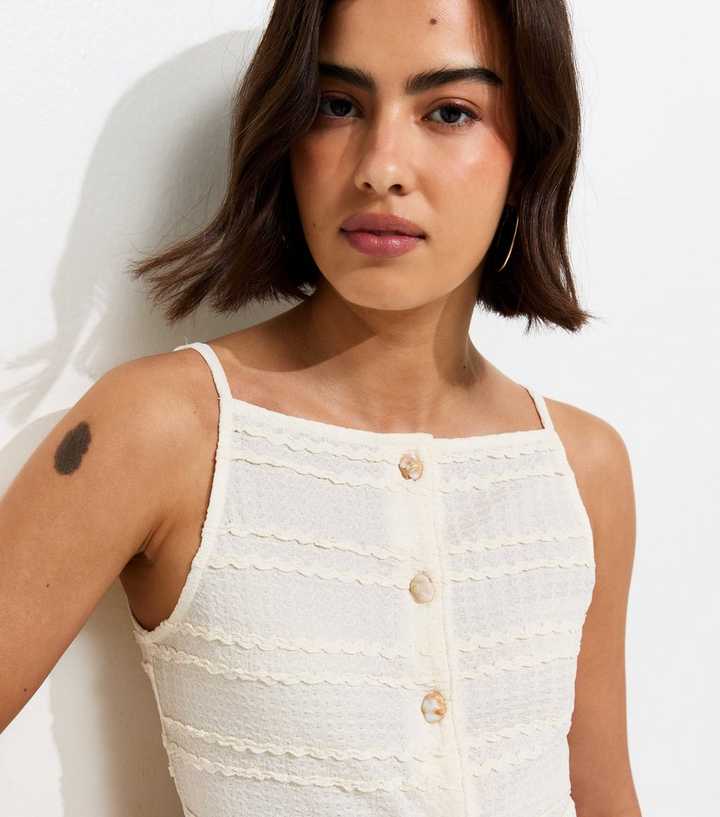 Off White Textured Button Front Waistcoat