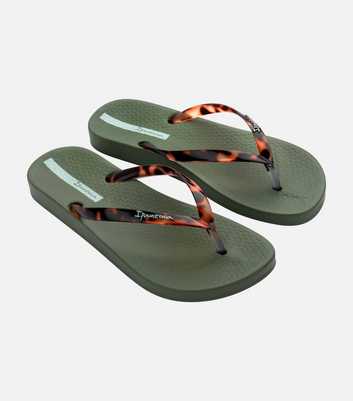 Ipanema Khaki Tortoise Shell Flip Flops