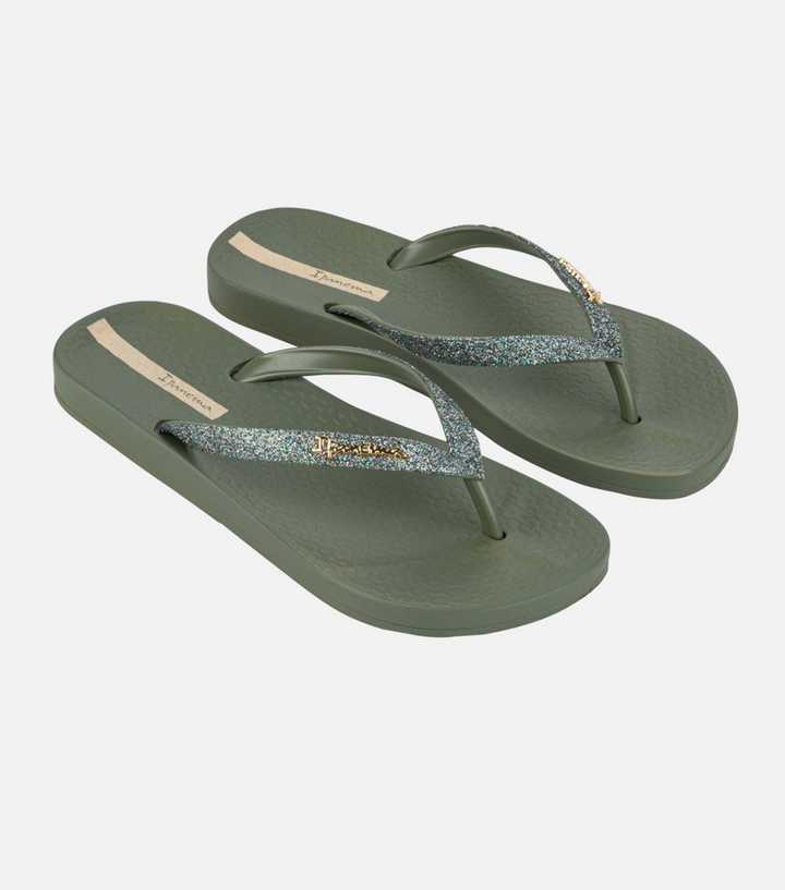 Ipanema Khaki Glittery Strap Flip Flop