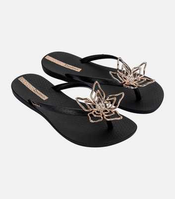 Ipanema Black Maxi Flower Flip Flops