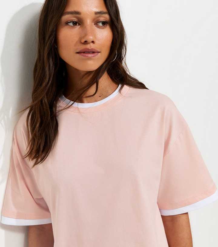 Light Pink 2-in-1 Short Sleeve Boxy T-Shirt