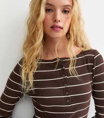 Brown Striped Long Sleeve Top