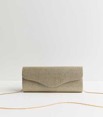 Gold Sparkly Barrel Clutch Bag