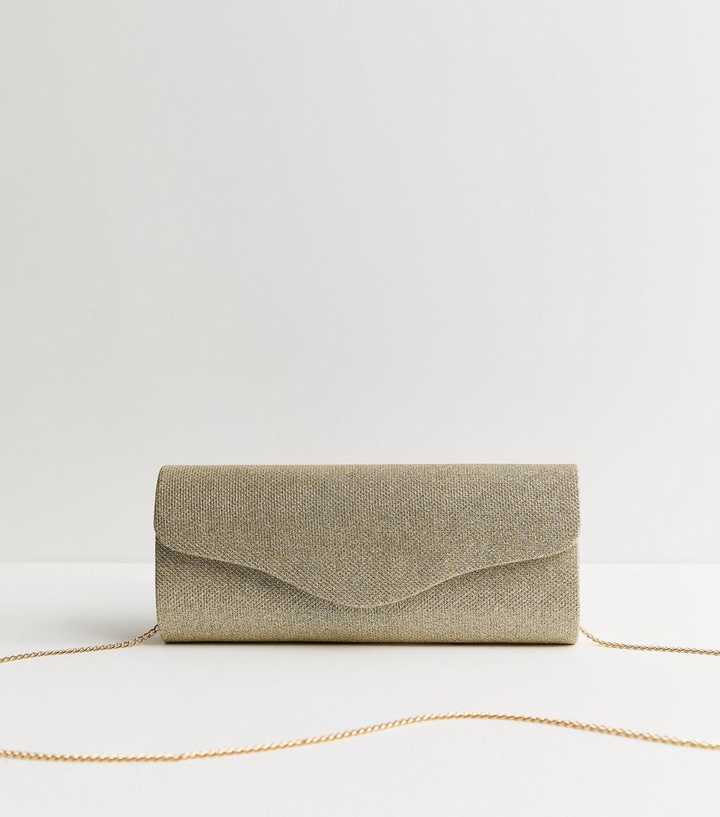 Gold Sparkly Barrel Clutch Bag