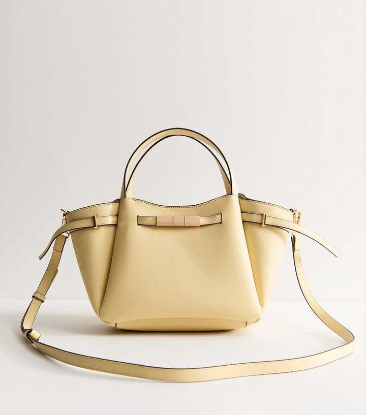 Light Yellow Belted Mini Wing Tote Bag