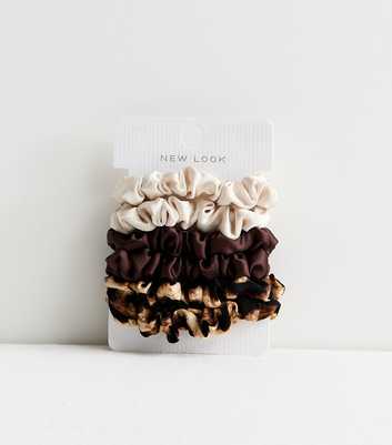 Pack of 6 Brown Mini Satin Scrunchies