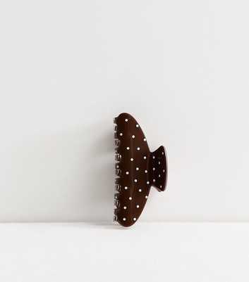 Brown Polka Dot Hair Claw Clip