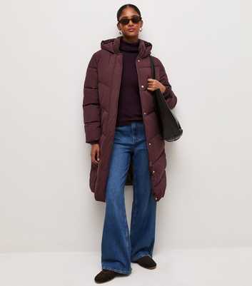 Dark Burgundy Longline Puffer Jacket