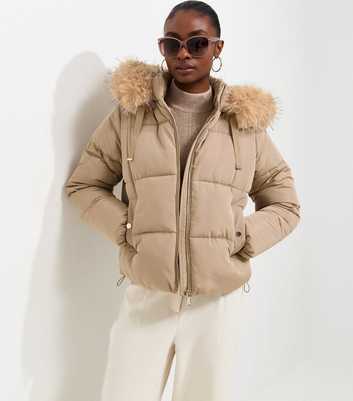 Mink Faux Fur Hood Puffer Jacket