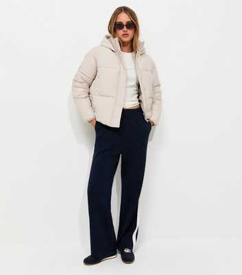 Cream Hooded Crop Puffer Jacket
