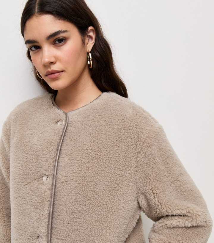 Mink Buttoned Borg Teddy Jacket