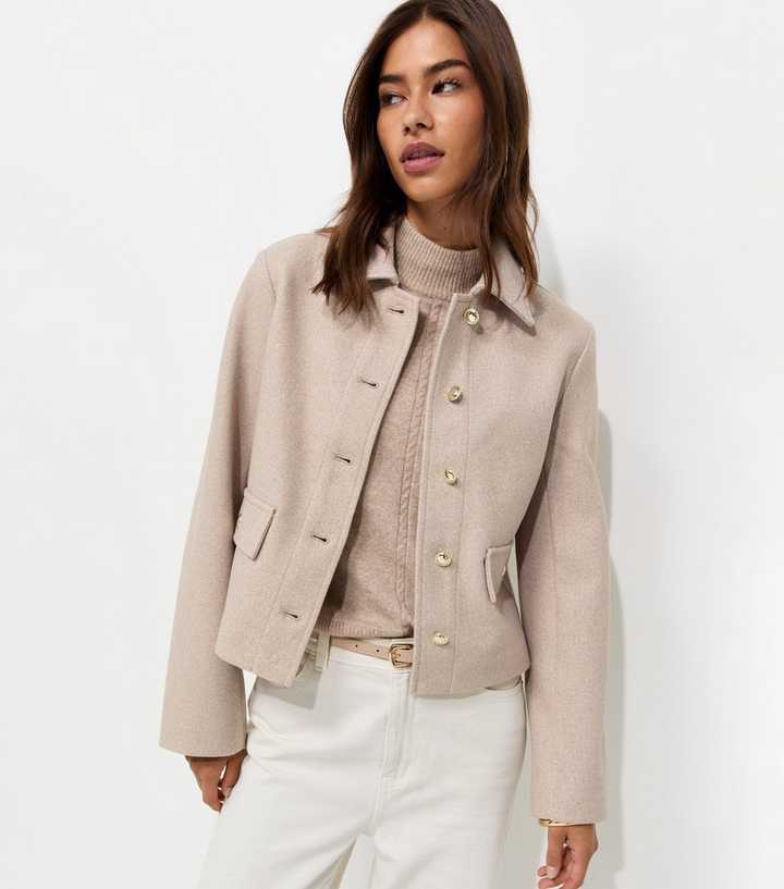 Oatmeal Button Front Collared Shacket