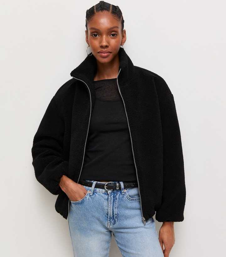 Black Borg Texture Zip Front Jacket