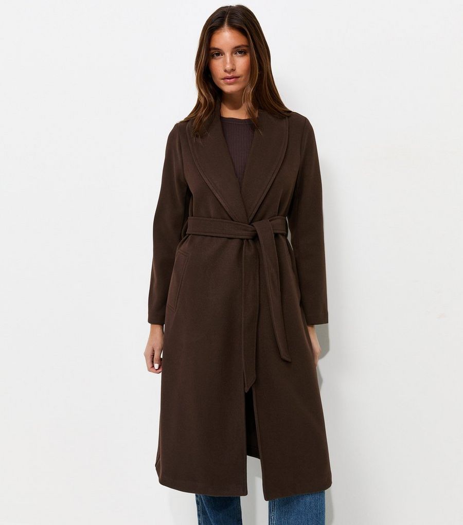 Shawl Collar Belted Wrap Coat