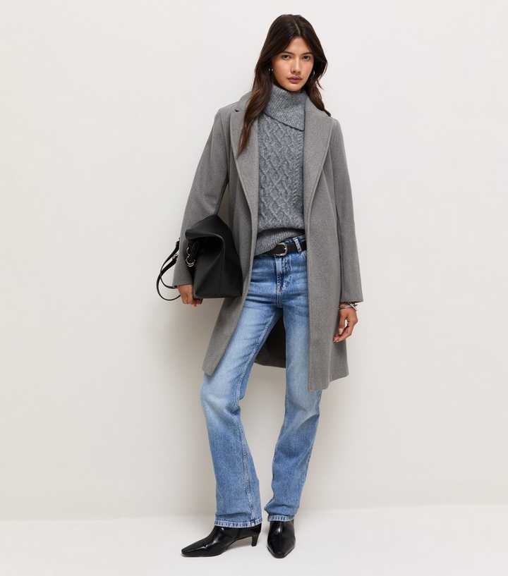 Dark Grey Open Front Longline Formal Coat