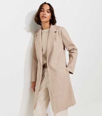 Oatmeal Open Front Longline Formal Coat