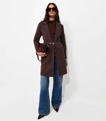 Brown Open Front Longline Formal Coat