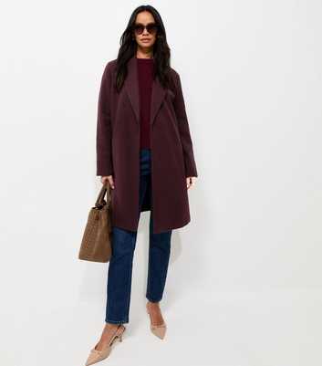 Dark Burgundy Open Front Longline Formal Coat