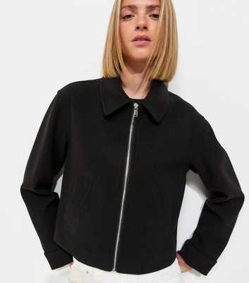 Black Felt Zip Through Shacket