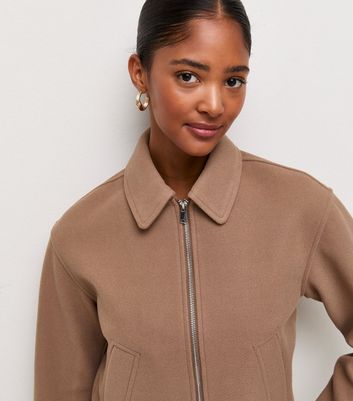 Mink Felt Zip Through Shacket | New Look