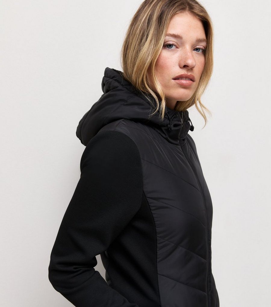 Black Woven Knit Hybrid Hooded Jacket — photo 1 of 1