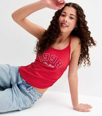 Girls Red 1998 Ruched Side Vest