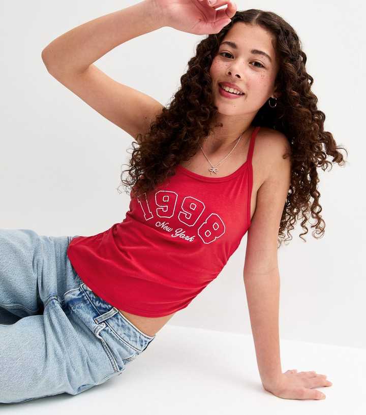 Girls Red 1998 Ruched Side Vest