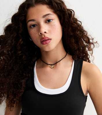 Girls Black and White Layered Tank Top