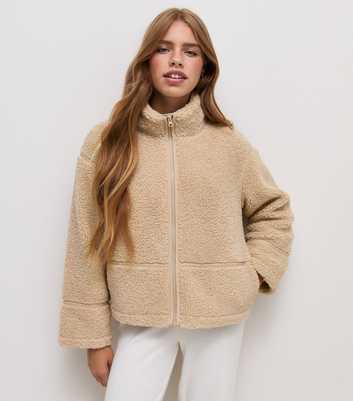 Girls Stone Oversized Borg Texture Jacket
