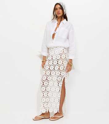 Premium White Floral Crochet Look Skirt