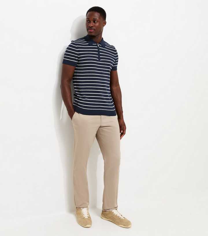 Stone Cotton Rich Slim Fit Chino Trousers