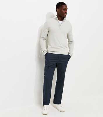 Navy Cotton Rich Regular Fit Straight Leg Chino Trousers