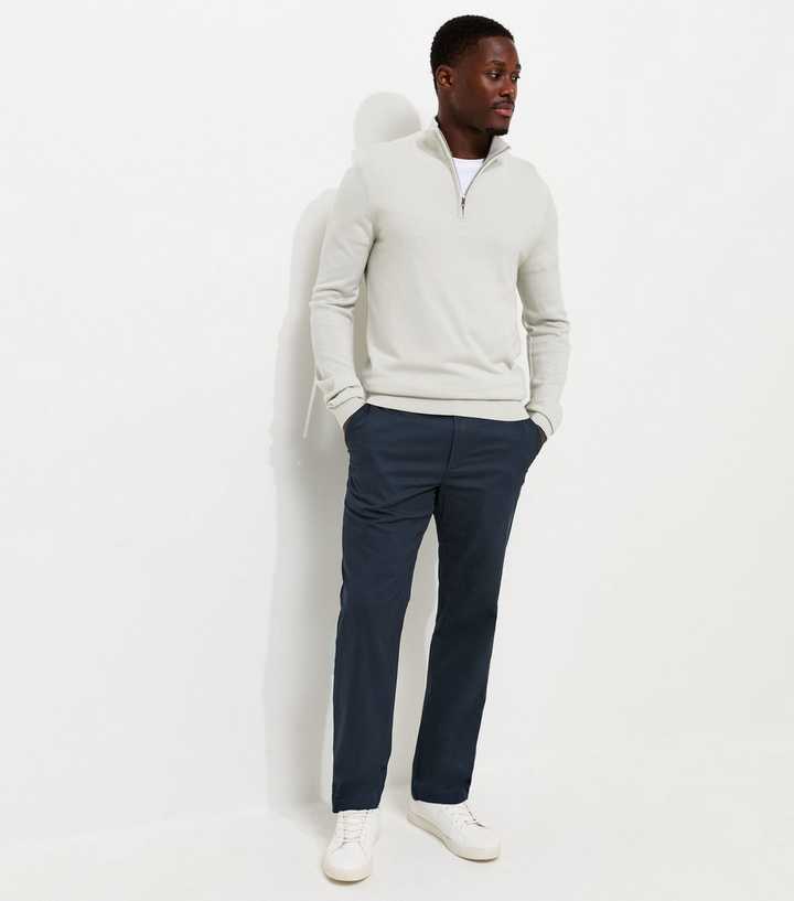 Navy Cotton Rich Regular Fit Straight Leg Chino Trousers