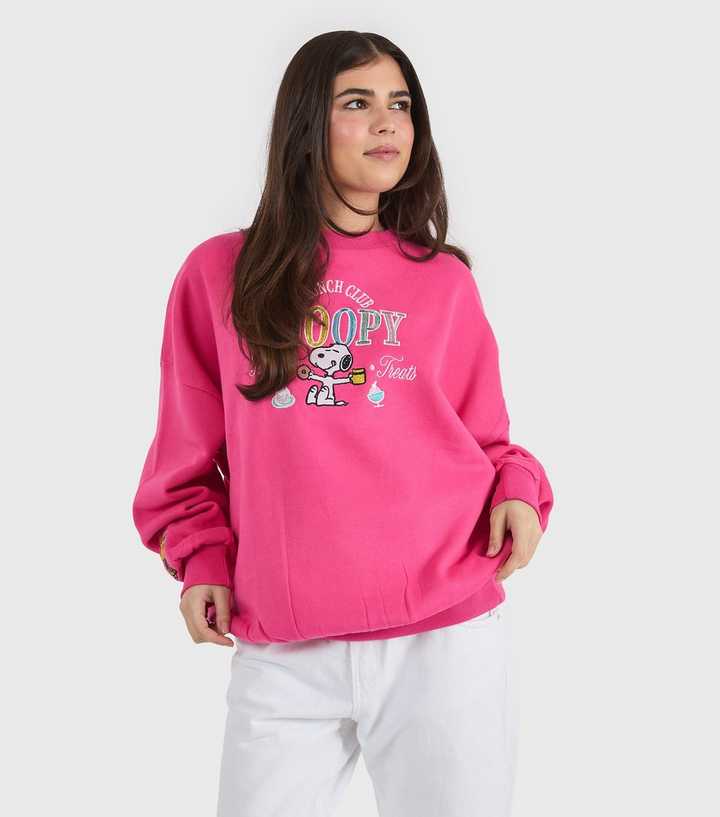 Skinnydip Pink Embroidered Peanuts Snoopy Sweatshirt