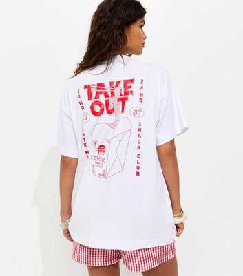 White Cotton Take Out Oversized T-Shirt