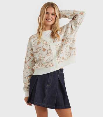Skinnydip White Snoopy Peanuts Tonal Cardigan