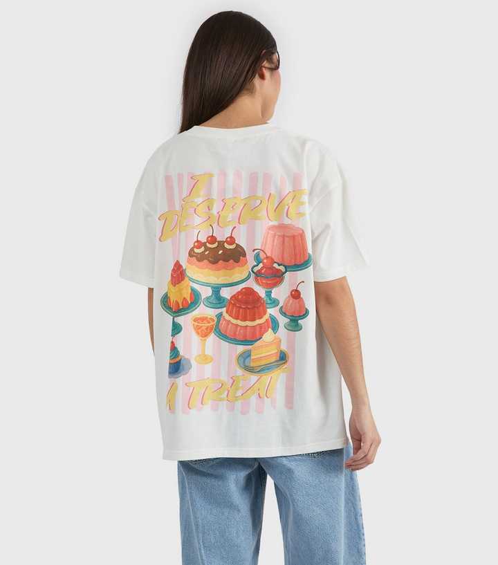 Skinnydip White Cotton Dessert Print Oversized T-Shirt