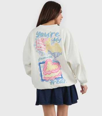 Skinnydip White Your'e My Favourite Treat Oversized Sweatshirt