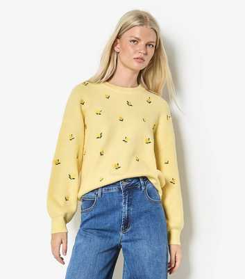 Apricot Yellow Lemon Embroidered Jumper