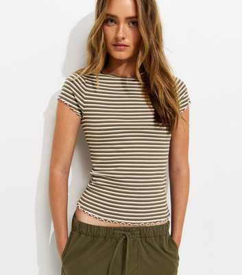Green Babylock Striped Lettuce Trim T-Shirt