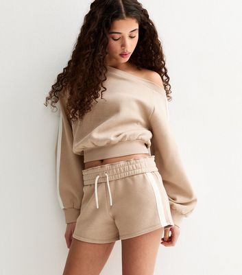 Girls Stone Side Stripe Drawstring Shorts