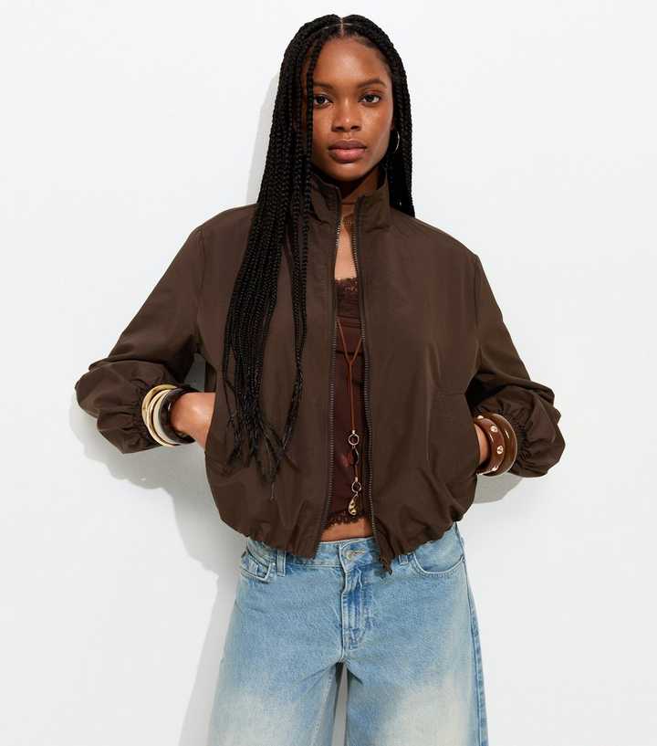 Dark Brown Zip Through Windbreaker Jacket