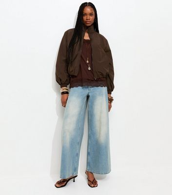 Dark Brown Zip Through Windbreaker Jacket | New Look
