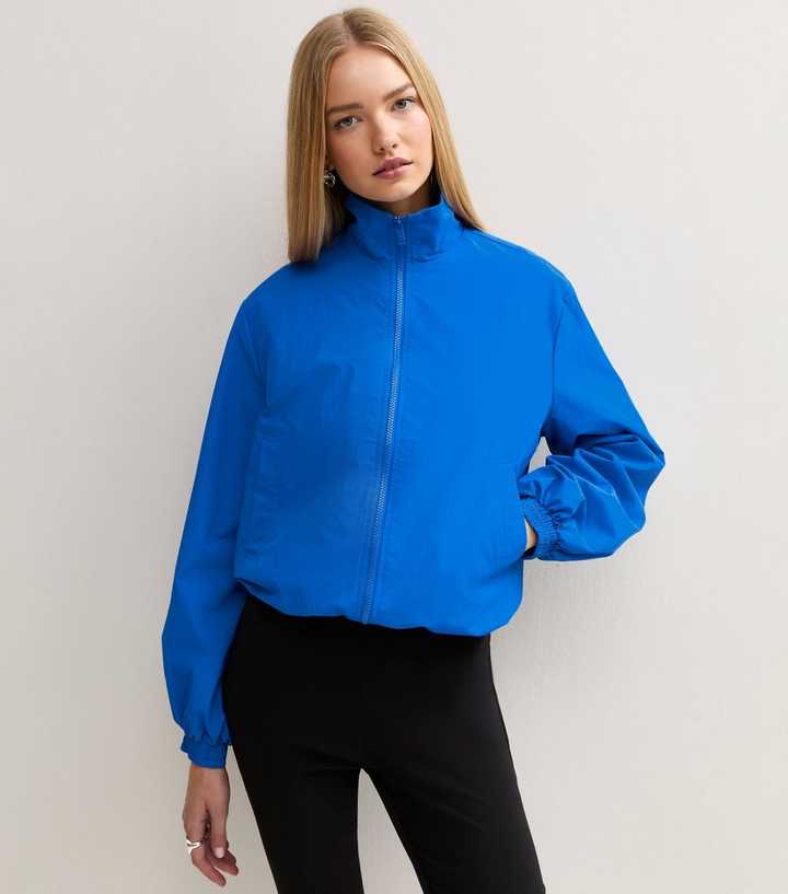 Blue Zip Through Funnel Windbreaker Jacket